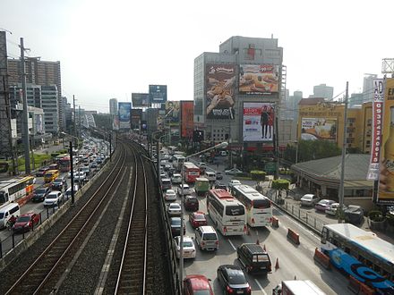 Heavy traffic on EDSA as seen from Boni station, looking south towards Guadalupe