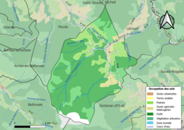 Mapa de colores que muestra el uso de la tierra.