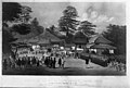 Perry's Expedition to Japan Exercise of troops in Temple grounds, Simoda, Japan, in presence of the Imperial Commissioner, 1854