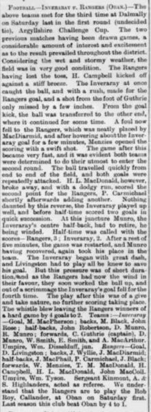 1889-90 Argyllshire Cup 2nd Replay, Oban Rangers 4-2 Inveraray, Oban Times, 25 January 1890 1889-90 Argyllshire Cup 2nd Replay, Oban Rangers 4-2 Inveraray, Oban Times, 25 January 1890.png