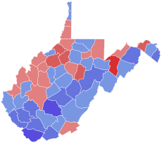 Tahun 1960 West Virginia gubernur hasil pemilihan peta oleh county.svg