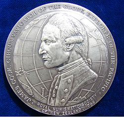 1969 James Cook NZ Bicentennial Silver Medal by James Berry. Obverse.jpg