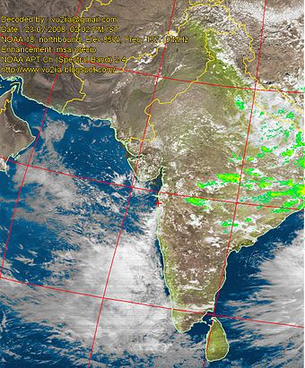 Live satellite images such as this are decoded by amateur radio operators to provide accurate weather reports during heavy rains in cities prone to flooding such as Mumbai.