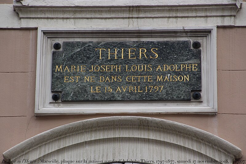 File:2018-11-17 plaque sur la maison natale d’Adolphe Thiers (1797-1877) - Marseille, rue Adolphe-Thiers.jpg