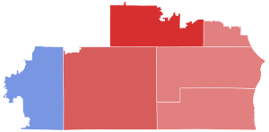 2020 Wisconsin's 1st congressional district election results by county.svg