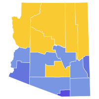 Democratic primary results by county
Fontes
50-60%
60-70%
70-80%
Bolding
50-60% 2022 Arizona Secretary of State Democratic primary election results map by county.svg