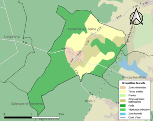 Carte en couleurs présentant l'occupation des sols.