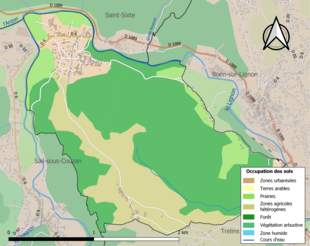 Kolorowa mapa przedstawiająca użytkowanie gruntów.