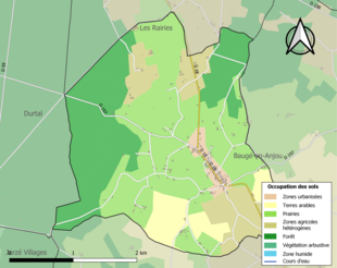 Barevná mapa znázorňující využití půdy.