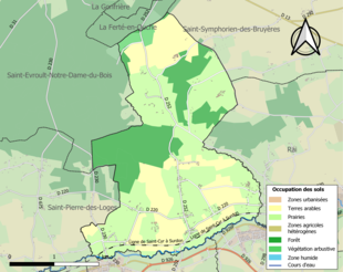 Kolorowa mapa przedstawiająca użytkowanie gruntów.