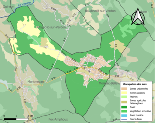 Mapa colorido mostrando o uso da terra.