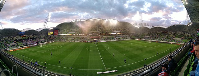 A panorama of AAMI Park prior to the 2021 A-League Grand Final.