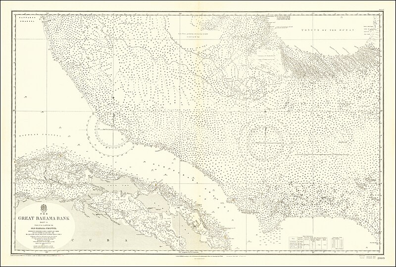 File:Admiralty Chart No 2009 The Great Bahama Bank Sheet II. From 23° 40'N. Latitude To Old Bahama Channel Surveyed by Commdrs. R. Owen & E. Barnett & Lieutenant T. Smith R.N. 1836-1842 The Coast of Cuba from United States Government Charts of 1930-1.jpg