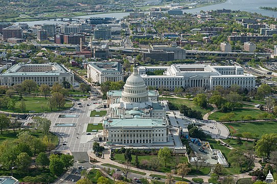 The United States Capitol building and surrounding area
