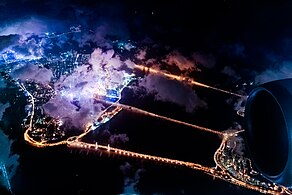 Aerial view of Macau at night