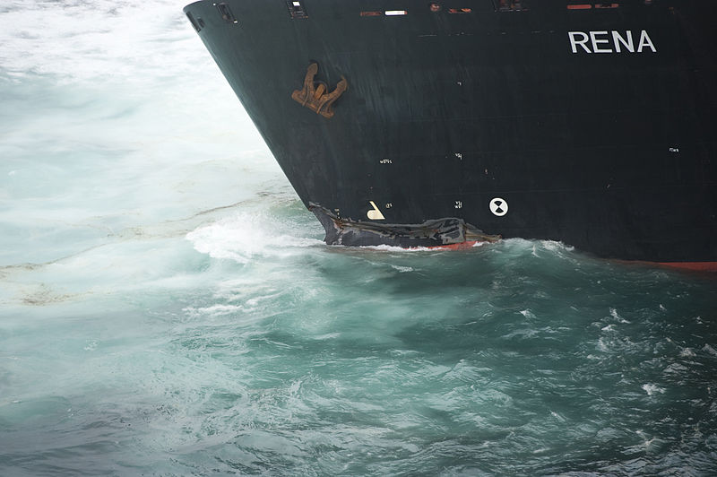 File:Aerial view of grounded ship Rena.jpg