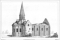 Côté nord de l'église consacrée à saint Gilles, telle qu'elle pouvait encore être vue en 1842.