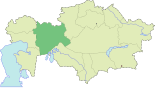 Map of Kazakhstan, location of Актөбе улууhа highlighted