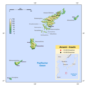 Mapa de las islas Amami