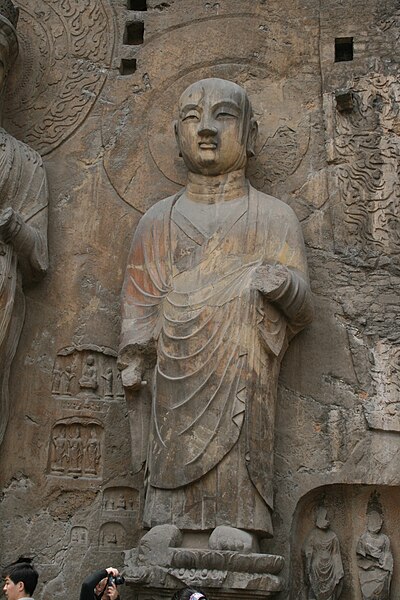 File:Ancient Buddhist Grottoes at Longmen- Fengxian Temple, Ananda, a Disciple of Buddha.jpg