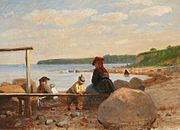 «Børn og deres mødre på Lundeborg strand» (1871)