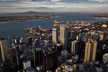 English: Auckland (New Zealand) CBD view from ...