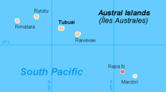 Localização da comuna de Rapa (a vermelho) nas Austrais.