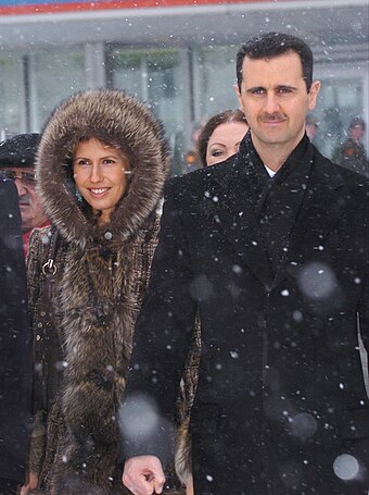 Bashar al-Assad with his wife Asma in Moscow, 27 January 2005