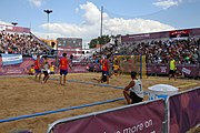 Deutsch: Beachhandball bei den Olympischen Jugendspielen 2018; Tag 7, 13. Oktober 2018; Jungen, Finale – Portugal-Spanien 1:2 English: Beach handball at the 2018 Summer Youth Olympics at 13 October 2018 – Boys Gold Medal Match – Portugal-Spain 1:2