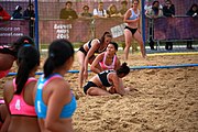 Deutsch: Beachhandball bei den Olympischen Jugendspielen 2018; Tag 6, 12. Oktober 2018; Mädchen, Platzierungsspiel um Rang 9 und 10 – Türkei-Hongkong 2:0 English: Beach handball at the 2018 Summer Youth Olympics at 12 October 2018 – Girls Women's Placement Match 9-10 – Türkei-Hong Kong 2:0