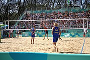 Deutsch: Beachvolleyball bei den Olympischen Jugendspielen 2018; Tag 11, 17. Oktober 2018; Jungen,Finale – Niederlande (Matthew Immers/Yorick de Groot)-Schweden (David Åhman/Jonatan Hellvig) 0:2 (20–22/15–21) English: Beach volleyball at the 2018 Summer Youth Olympics at 17 October 2018 – Final – Netherlands (Matthew Immers/Yorick de Groot)-Sweden (David Åhman/Jonatan Hellvig) 0:2 (20–22/15–21)