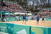 Deutsch: Beachvolleyball bei den Olympischen Jugendspielen 2018; Tag 11, 17. Oktober 2018; Jungen,Finale – Niederlande (Matthew Immers/Yorick de Groot)-Schweden (David Åhman/Jonatan Hellvig) 0:2 (20–22/15–21) English: Beach volleyball at the 2018 Summer Youth Olympics at 17 October 2018 – Final – Netherlands (Matthew Immers/Yorick de Groot)-Sweden (David Åhman/Jonatan Hellvig) 0:2 (20–22/15–21)