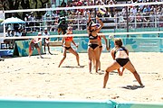 Deutsch: Beachvolleyball bei den Olympischen Jugendspielen 2018; Tag 9, 15. Oktober 2018; Mädchen, Viertelfinale: USA-Spanien 2–1 (21–19/17–21/15–9) English: Beach volleyball at the 2018 Summer Youth Olympics at 15 October 2018 – Girls Quarterfinals: USA-Spain 2–1 (21–19/17–21/15–9)