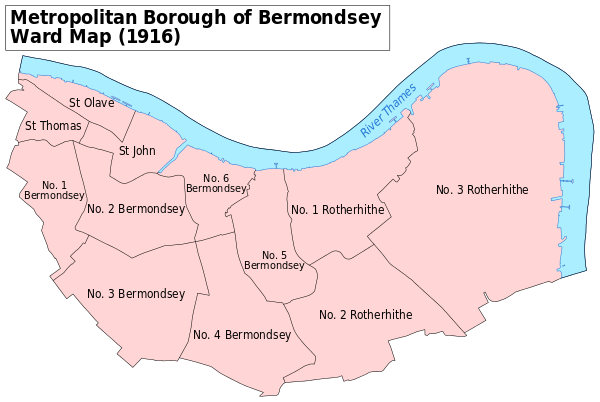 Bermondsey Met. B Ward Map 1916