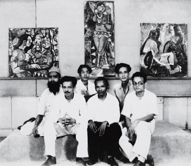 Husain (first from left) with the other members of the Bombay Progressive Artists Group