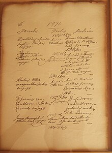 Baptism register of the Bonn Remigius church showing the entry Ludovicus van Beethoven from 17 December 1770.