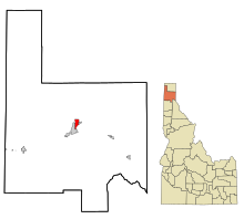 Bonner County Idaho Aree costituite e non costituite in società Ponderay Highlighted.svg