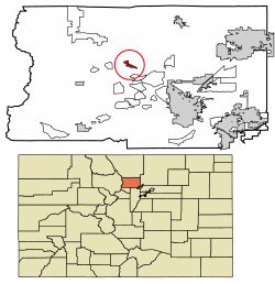 Location of Jamestown in Boulder County, Colorado.