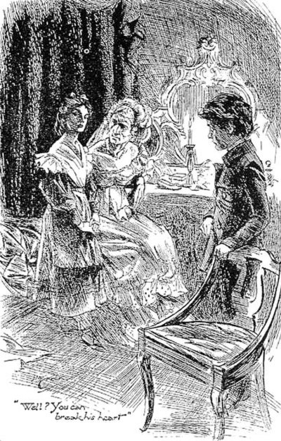 Miss Havisham with Estella and Pip. Art by H. M. Brock