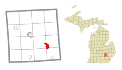 布赖顿在利文斯顿县及密歇根州的位置（以红色标示）