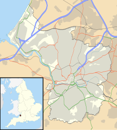 Mapa konturowa Bristolu, w centrum znajduje się punkt z opisem „Clifton Suspension Bridge”