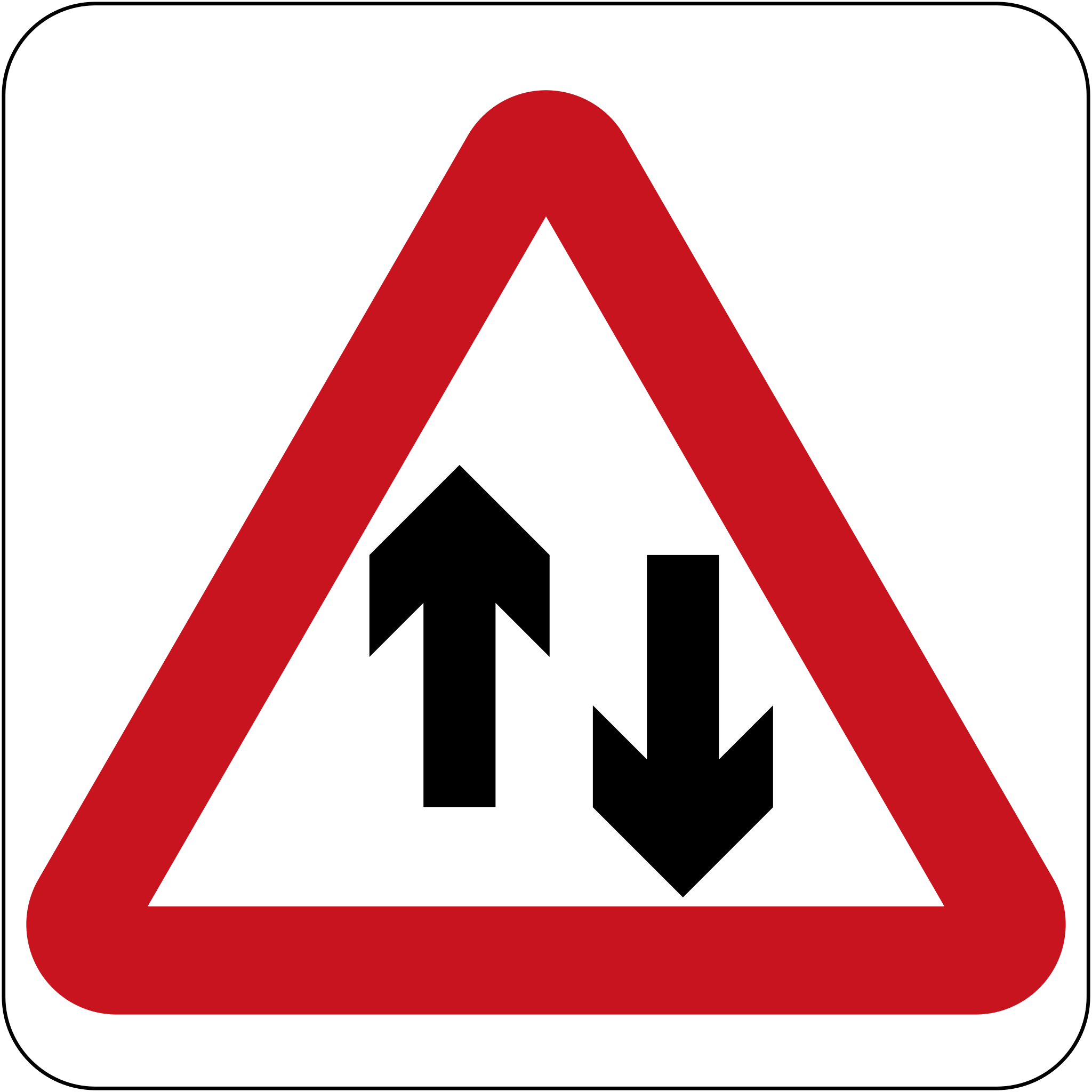 two way traffic road sign