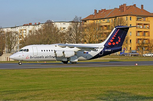 Een AVRO RJ-85 van Brussels Airlines