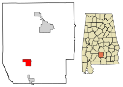 Location of Georgiana in Butler County, Alabama.