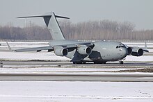 CC-177 departing from Montreal International Airport after having repatriated Haitian Canadians CC177 CAF HAITI.jpg