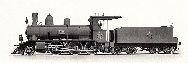 SLM steam locomotive No. 1 "Lion" in 1899, the very first locomotive of the railway