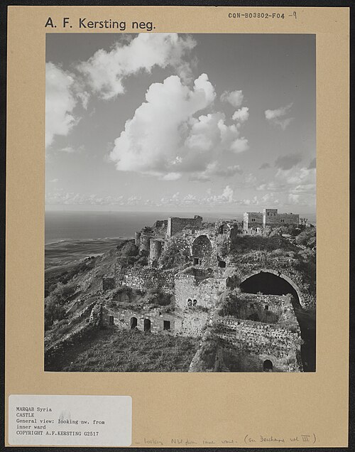 Qalaat al-Marqab (Margat Castle), Syria, photographed by Anthony F. Kersting. Photograph held at the Conway Library.