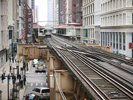 Chicago Transit Authority Chicago 'L' trains use elevated tracks for a portion of the system, known as the Loop, which is in the Chicago Loop community area. It is an example of the siting of transportation facilities that results from transportation planning.