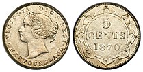 Canada Newfoundland Victoria 5 Cents 1870 (Obverse 1).jpg