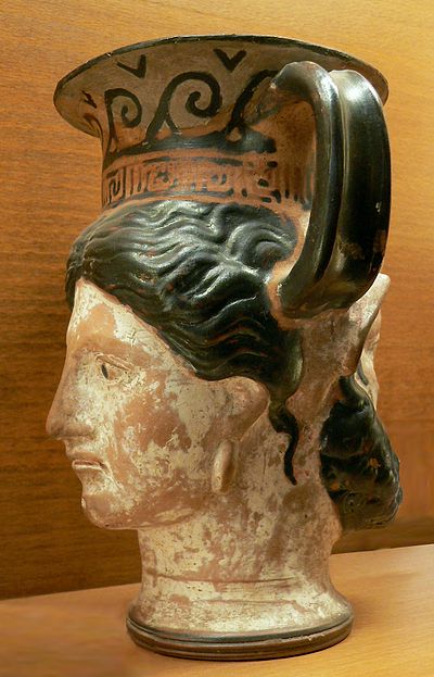 Janiform kantharos, Etruscan pottery, second half of the 4th century BC.